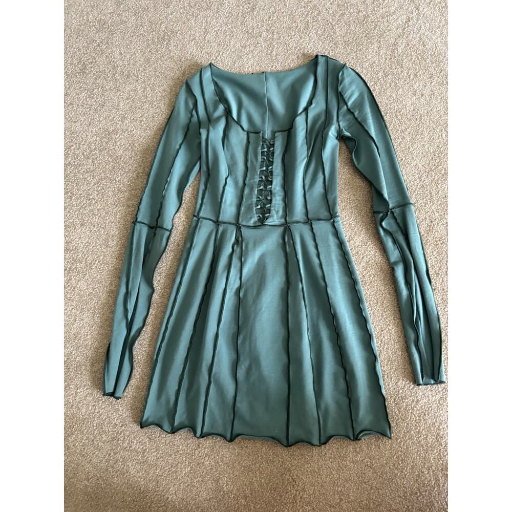 Finesse Karlie Lace Up Fitted Mini Dress Green Size Small